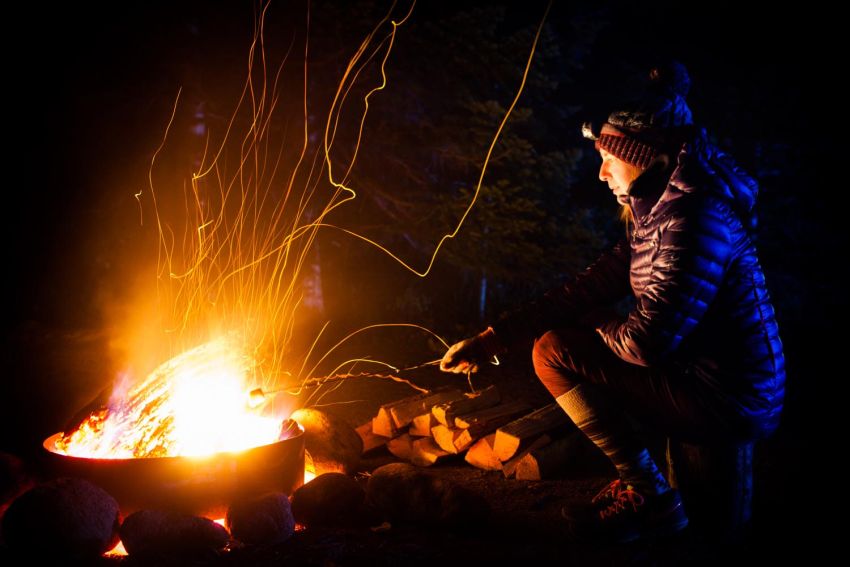 cold night at camp fire