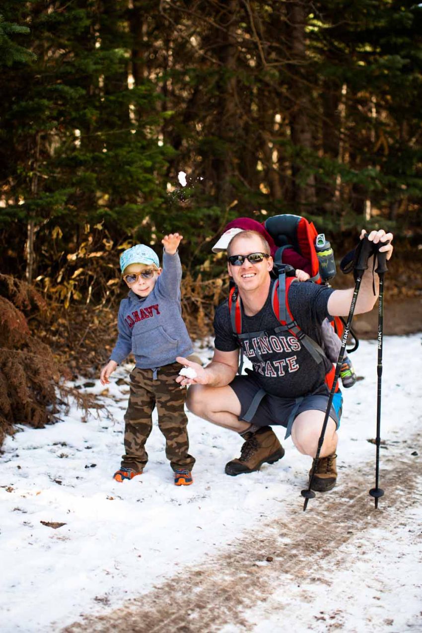 snow on trail to lost lake