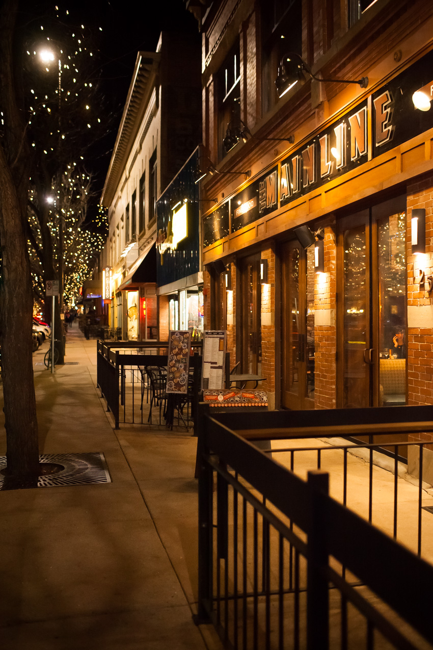 The Mainline Restaurant in Fort Collins at Christmas